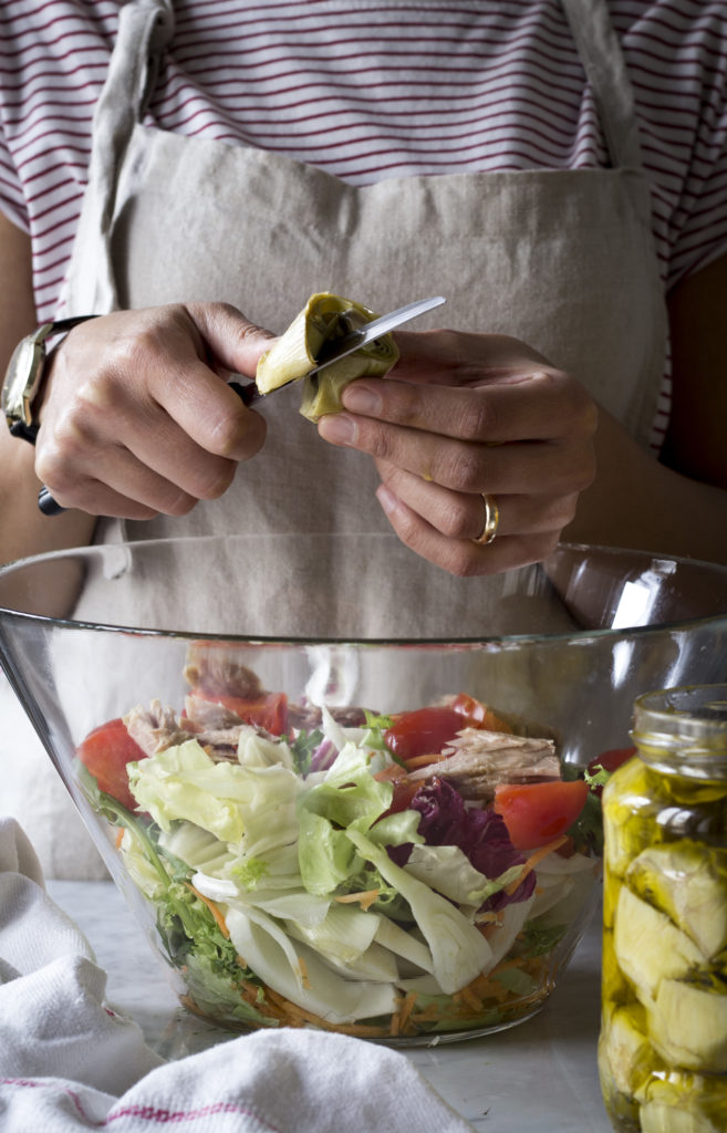 carciofi, insalata, grembiule, blogger, cucina, ricetta, contorno