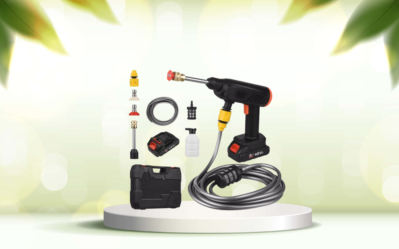 Scopri la pistola idropulitrice elettrica portatile: pulisci ovunque senza rubinetto